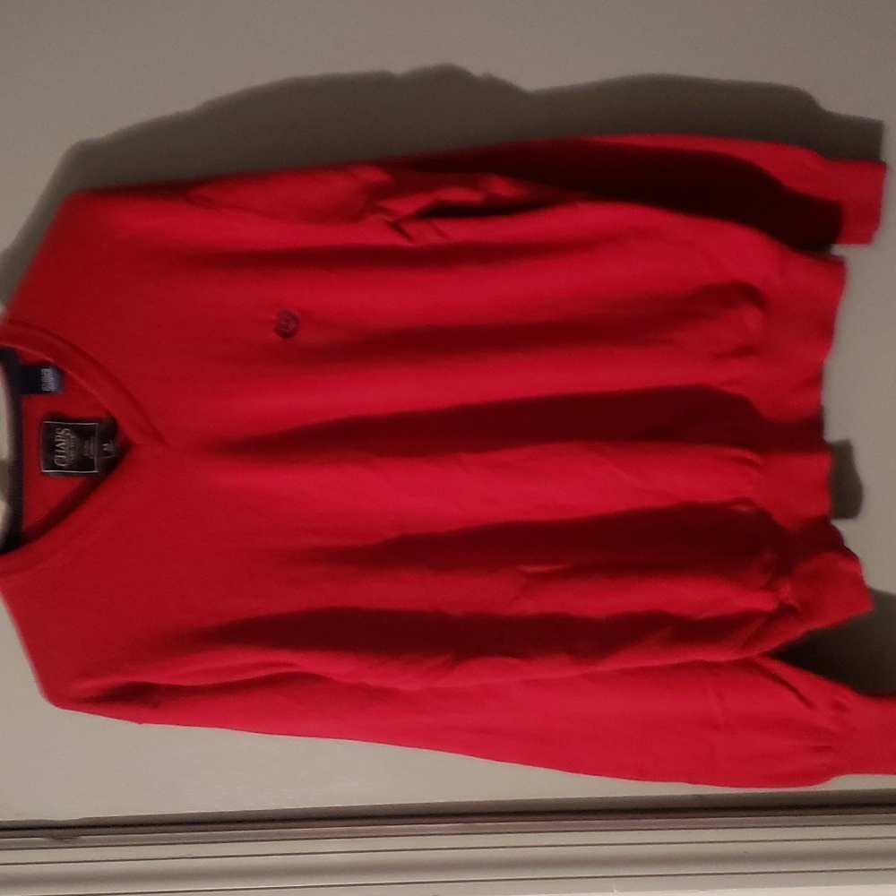 CHAPS V NECK LONG SLEEVE SWEATER SZ. MEDIUM RED